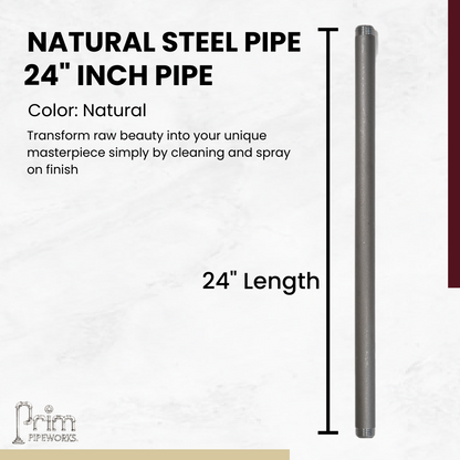 Steel Pipe 3/4in Standard Grade 24 in Length