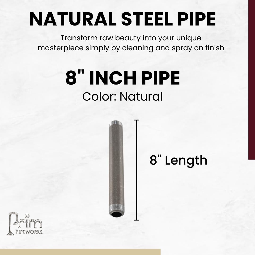 Steel Pipe 1/2in Standard Grade 8 in Length